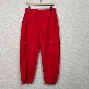 Cabi Pants Womens Small Red Quantum Cargo Tie Waist Jogger New Without Tag